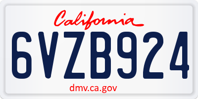 CA license plate 6VZB924