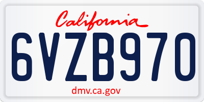 CA license plate 6VZB970