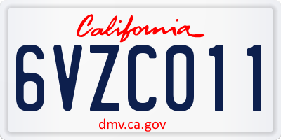 CA license plate 6VZC011