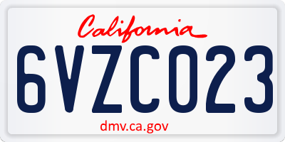 CA license plate 6VZC023