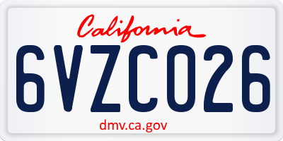 CA license plate 6VZC026