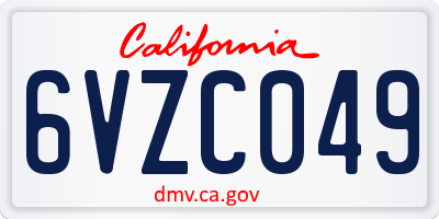 CA license plate 6VZC049
