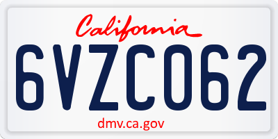 CA license plate 6VZC062