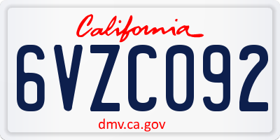CA license plate 6VZC092