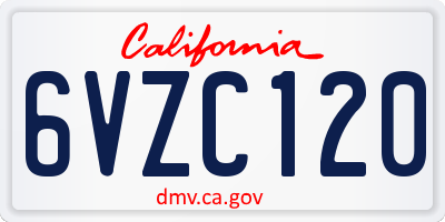 CA license plate 6VZC120