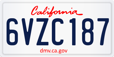 CA license plate 6VZC187