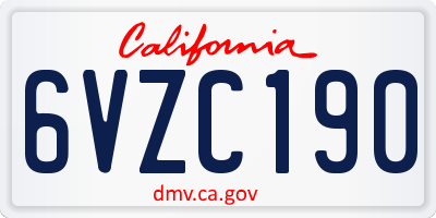 CA license plate 6VZC190