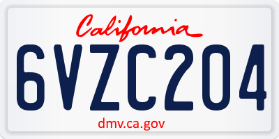 CA license plate 6VZC204