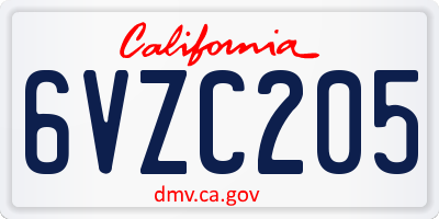 CA license plate 6VZC205