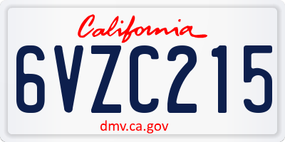 CA license plate 6VZC215