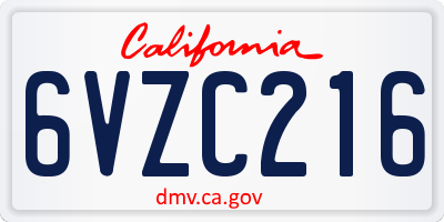 CA license plate 6VZC216
