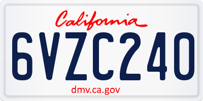 CA license plate 6VZC240