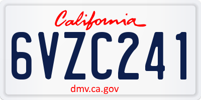 CA license plate 6VZC241