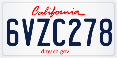 CA license plate 6VZC278