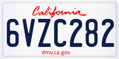 CA license plate 6VZC282