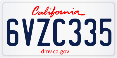 CA license plate 6VZC335