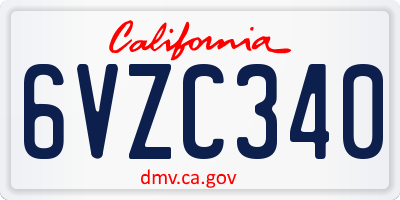 CA license plate 6VZC340
