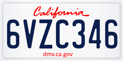 CA license plate 6VZC346