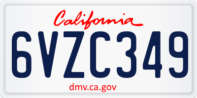 CA license plate 6VZC349