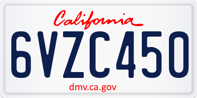CA license plate 6VZC450
