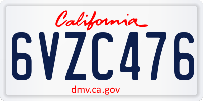 CA license plate 6VZC476