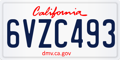 CA license plate 6VZC493