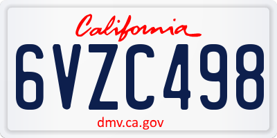 CA license plate 6VZC498