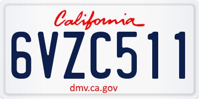 CA license plate 6VZC511