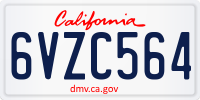 CA license plate 6VZC564