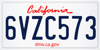 CA license plate 6VZC573