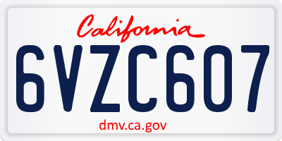 CA license plate 6VZC607