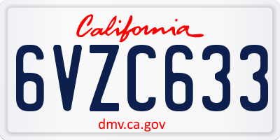 CA license plate 6VZC633