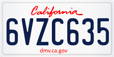 CA license plate 6VZC635