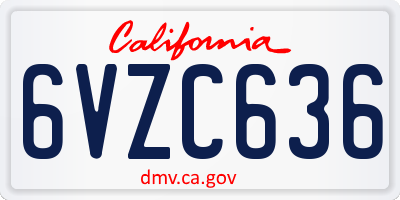 CA license plate 6VZC636