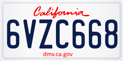 CA license plate 6VZC668