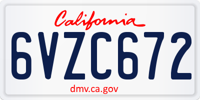 CA license plate 6VZC672