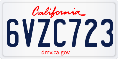 CA license plate 6VZC723