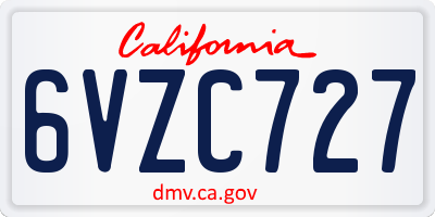 CA license plate 6VZC727