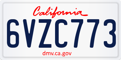 CA license plate 6VZC773