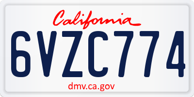 CA license plate 6VZC774
