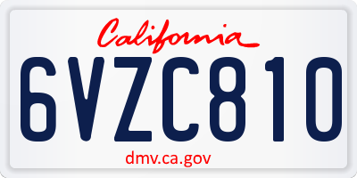 CA license plate 6VZC810