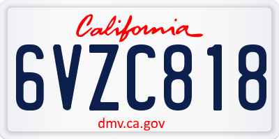 CA license plate 6VZC818