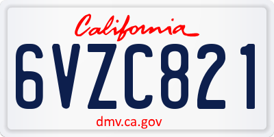 CA license plate 6VZC821