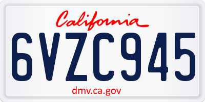 CA license plate 6VZC945