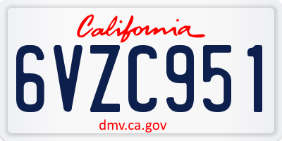 CA license plate 6VZC951