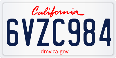 CA license plate 6VZC984