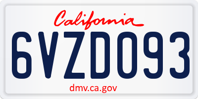 CA license plate 6VZD093