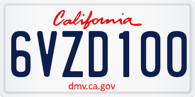 CA license plate 6VZD100