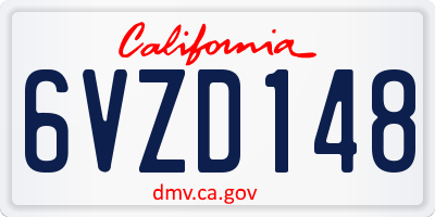 CA license plate 6VZD148