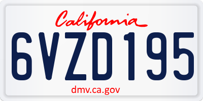 CA license plate 6VZD195